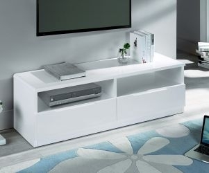 Product photograph of Clearance - Julian Bowen Manhattan White High Gloss 2 Drawer Media Unit - Fs586 from Choice Furniture Superstore.
