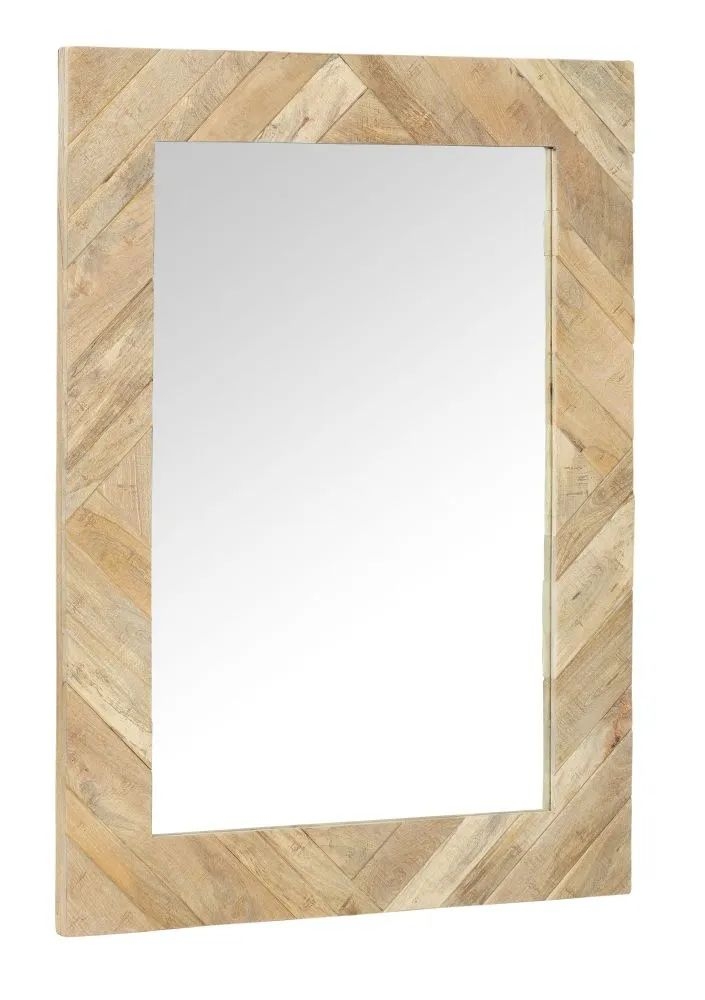 Product photograph of Rennes Chevron Wall Mirror - Rustic Mango Wood from Choice Furniture Superstore.