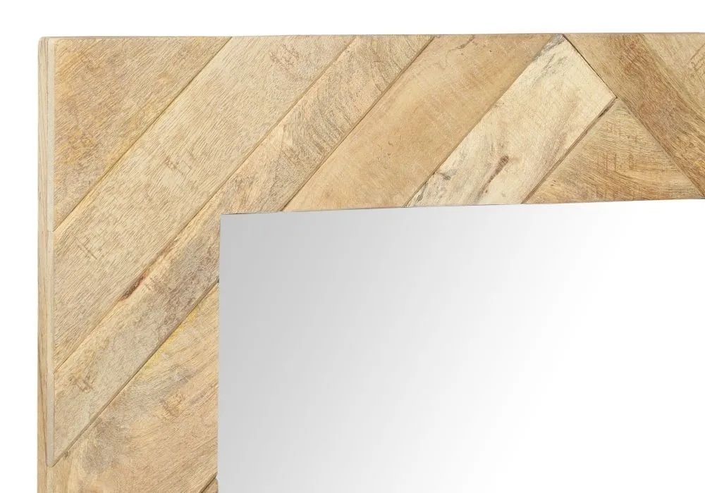 Product photograph of Rennes Chevron Wall Mirror - Rustic Mango Wood from Choice Furniture Superstore.