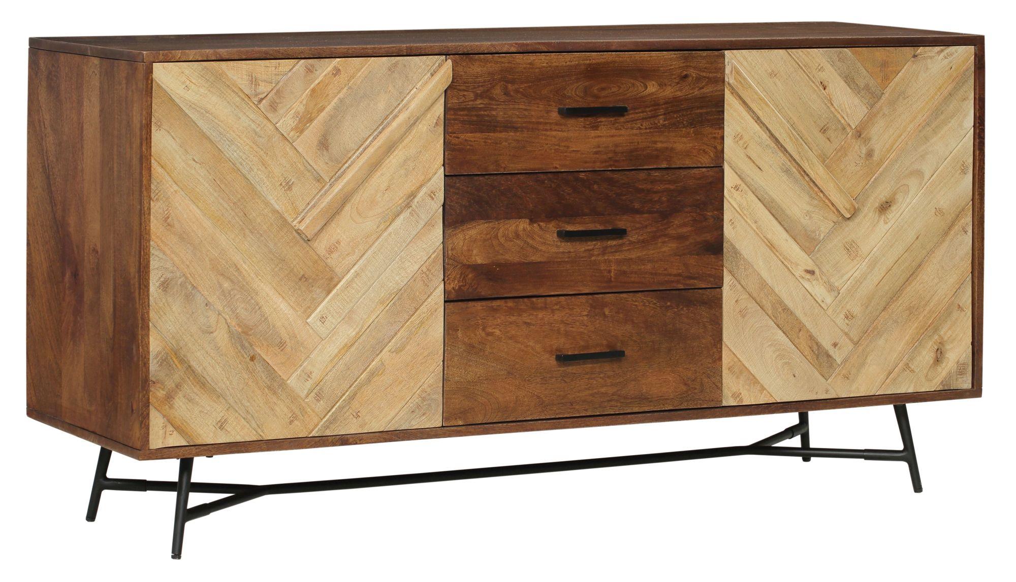 Product photograph of Rennes Chevron Large Sideboard - Rustic Mango Wood from Choice Furniture Superstore.