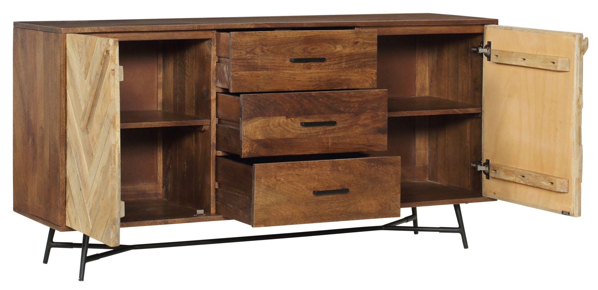 Product photograph of Rennes Chevron Large Sideboard - Rustic Mango Wood from Choice Furniture Superstore.