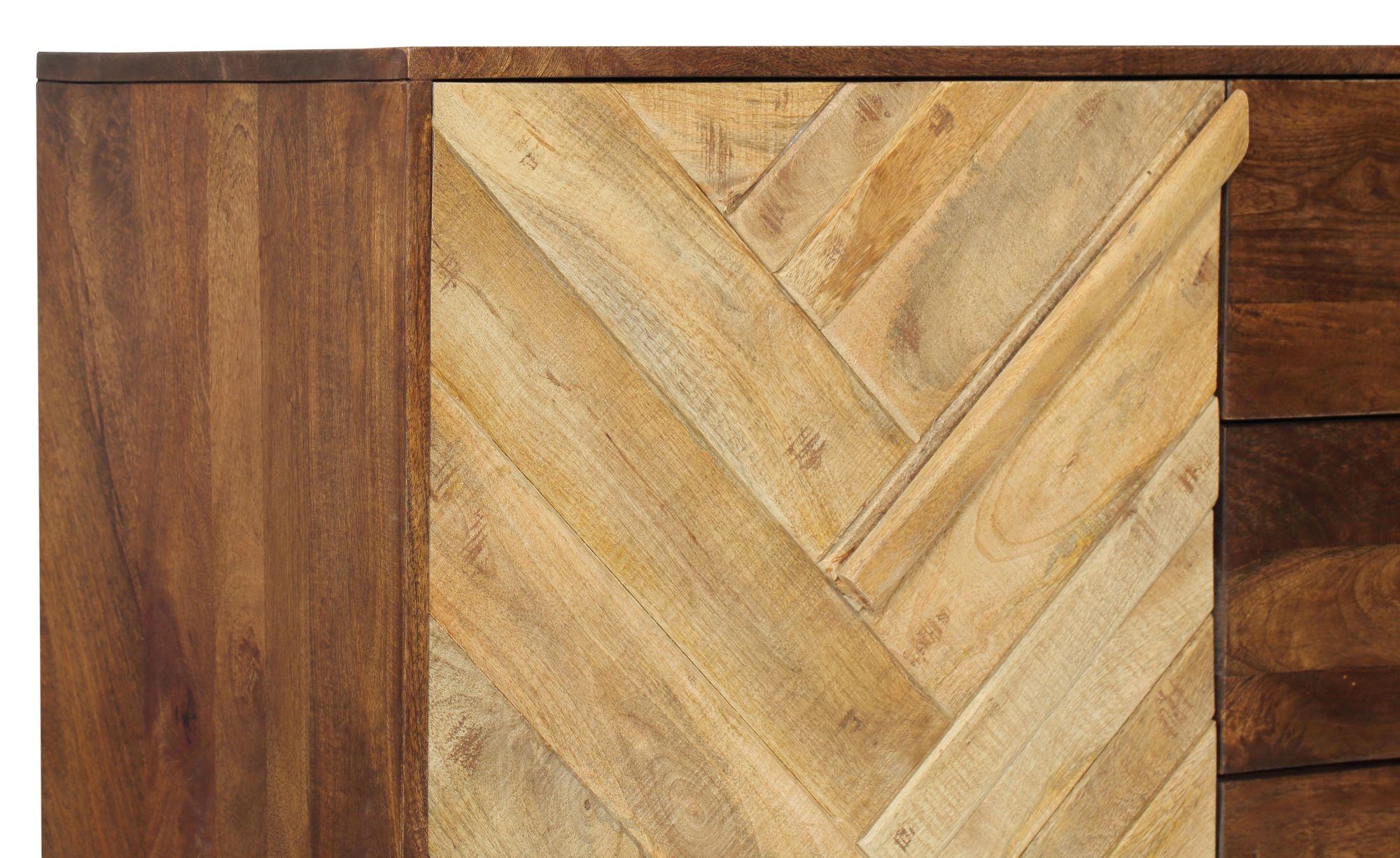 Product photograph of Rennes Chevron Large Sideboard - Rustic Mango Wood from Choice Furniture Superstore.