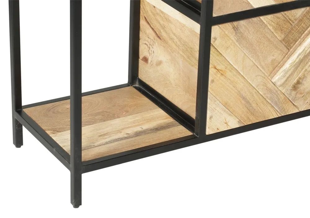 Product photograph of Rennes Chevron Shelving Unit - Rustic Mango Wood from Choice Furniture Superstore.