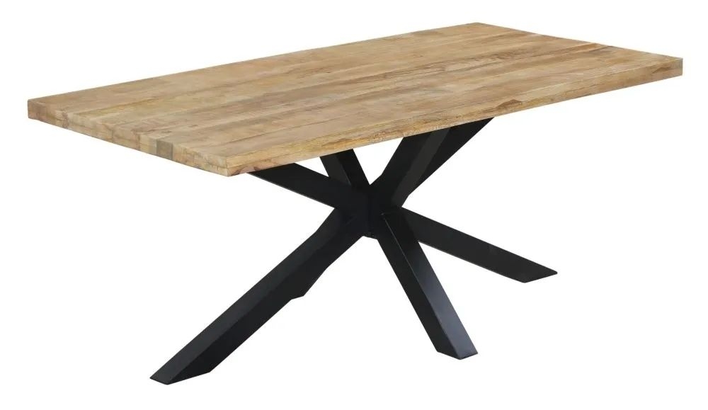 Product photograph of Fargo 8 Seater Industrial Dining Table - Rustic Mango Wood With Black Spider Legs from Choice Furniture Superstore.