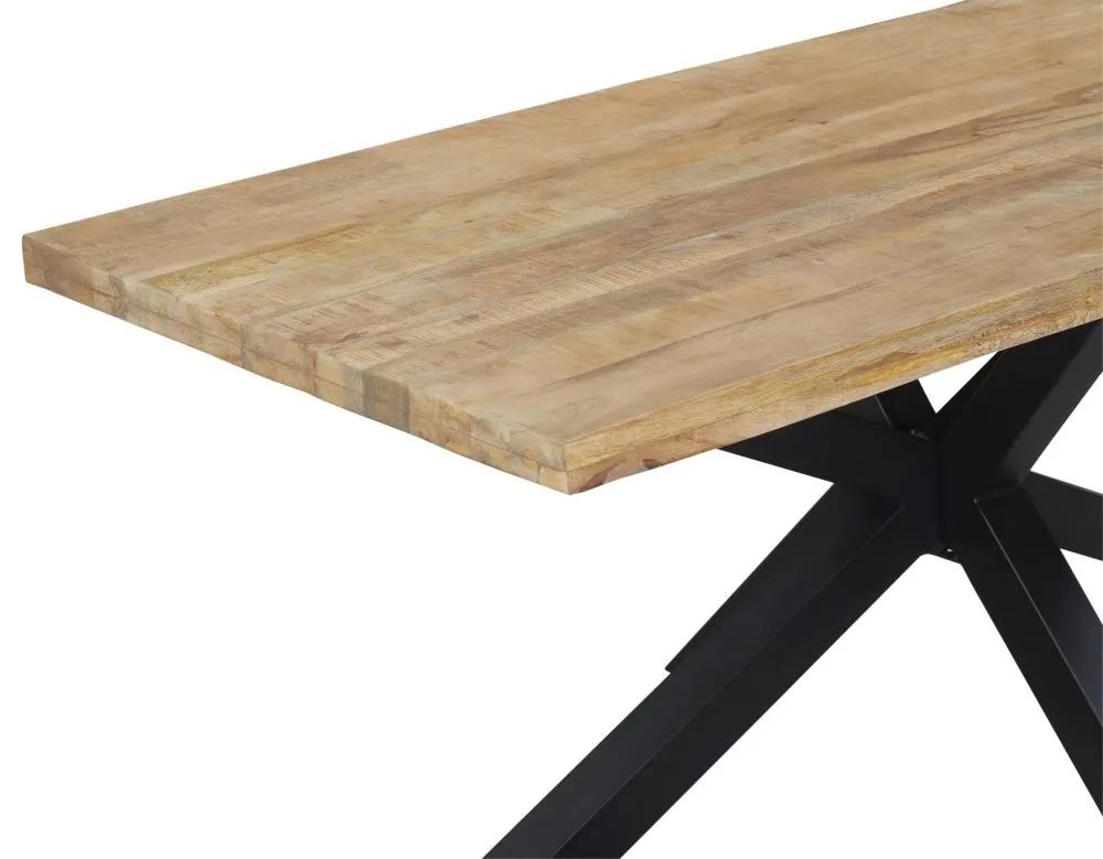 Product photograph of Fargo 8 Seater Industrial Dining Table - Rustic Mango Wood With Black Spider Legs from Choice Furniture Superstore.