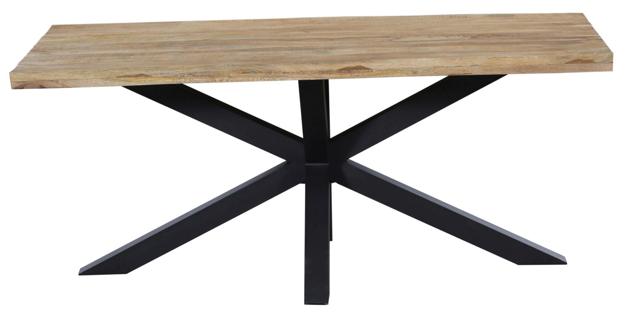 Product photograph of Fargo 200cm Mango Wood Industrial Dining Table With Black Spider Legs from Choice Furniture Superstore.