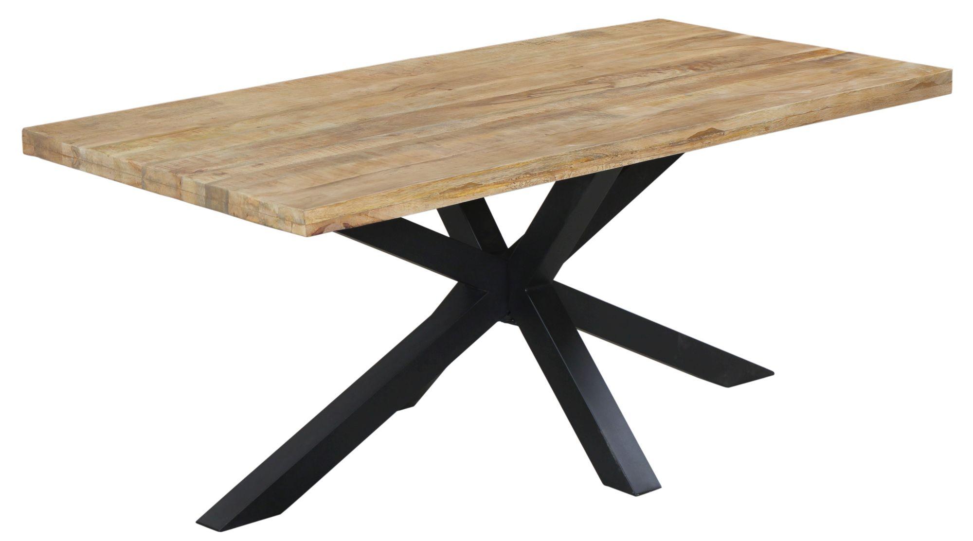 Product photograph of Fargo 200cm Mango Wood Industrial Dining Table With Black Spider Legs from Choice Furniture Superstore.