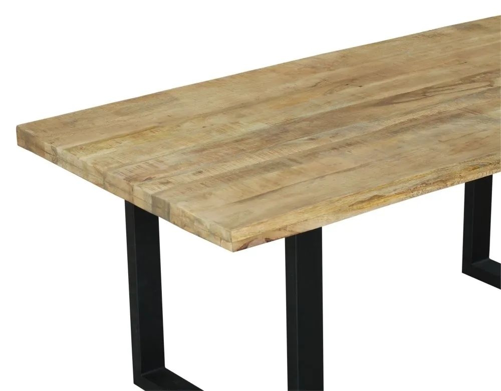 Product photograph of Fargo 8 Seater Industrial Dining Table - Rustic Mango Wood With Black U Legs from Choice Furniture Superstore.