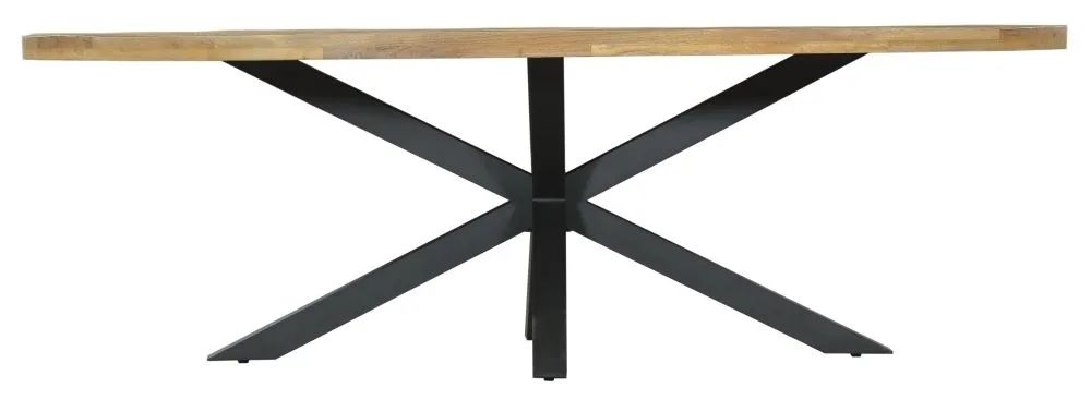 Product photograph of Fargo 10 Seater Industrial Oval Dining Table - Rustic Mango Wood With Black Spider Legs from Choice Furniture Superstore.