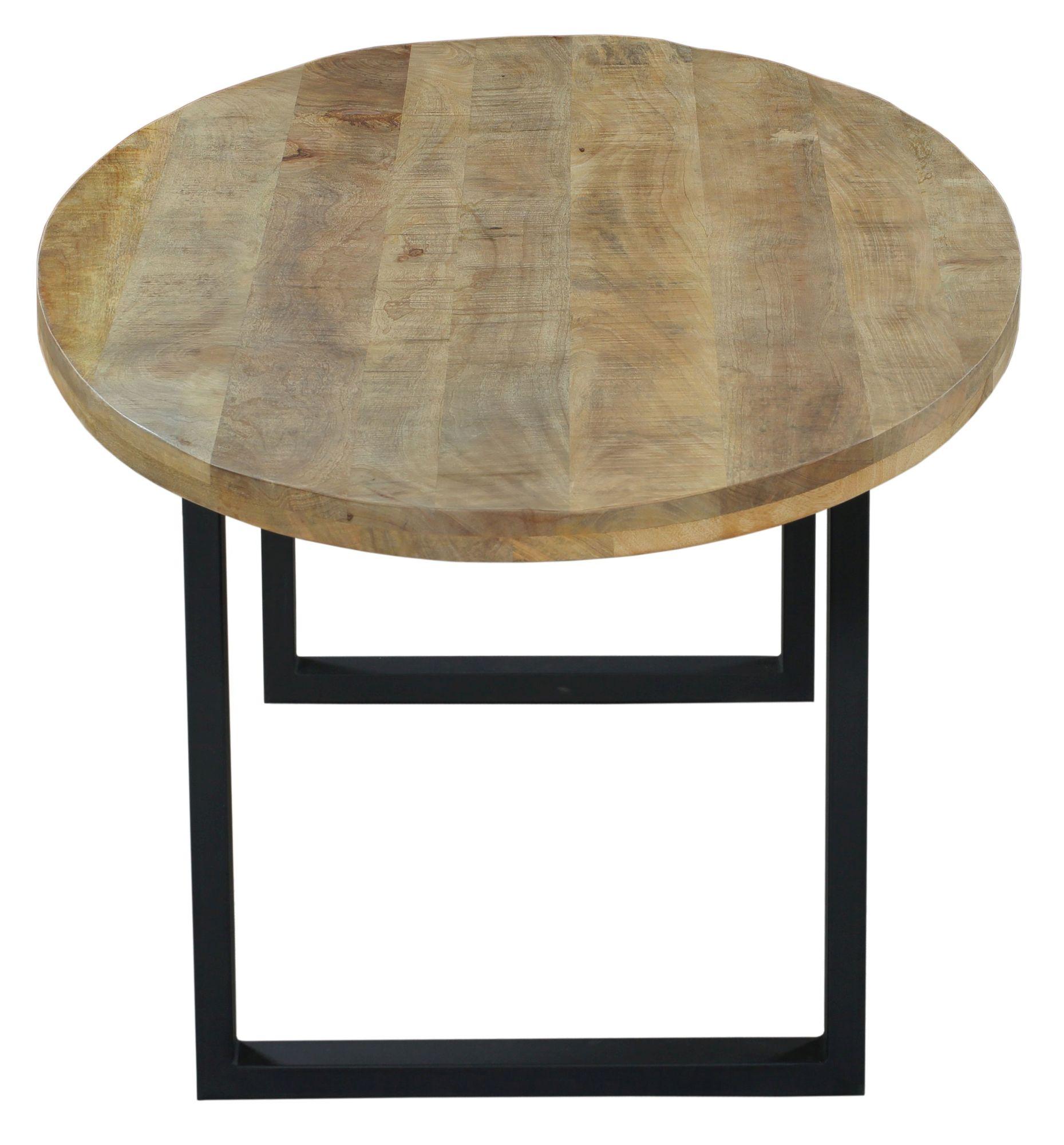 Product photograph of Fargo 210cm Mango Wood Industrial Oval Dining Table With Black U Legs from Choice Furniture Superstore.