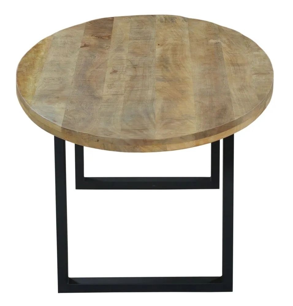 Product photograph of Fargo 12 Seater Industrial Oval Dining Table - Rustic Mango Wood With Black U Legs from Choice Furniture Superstore.
