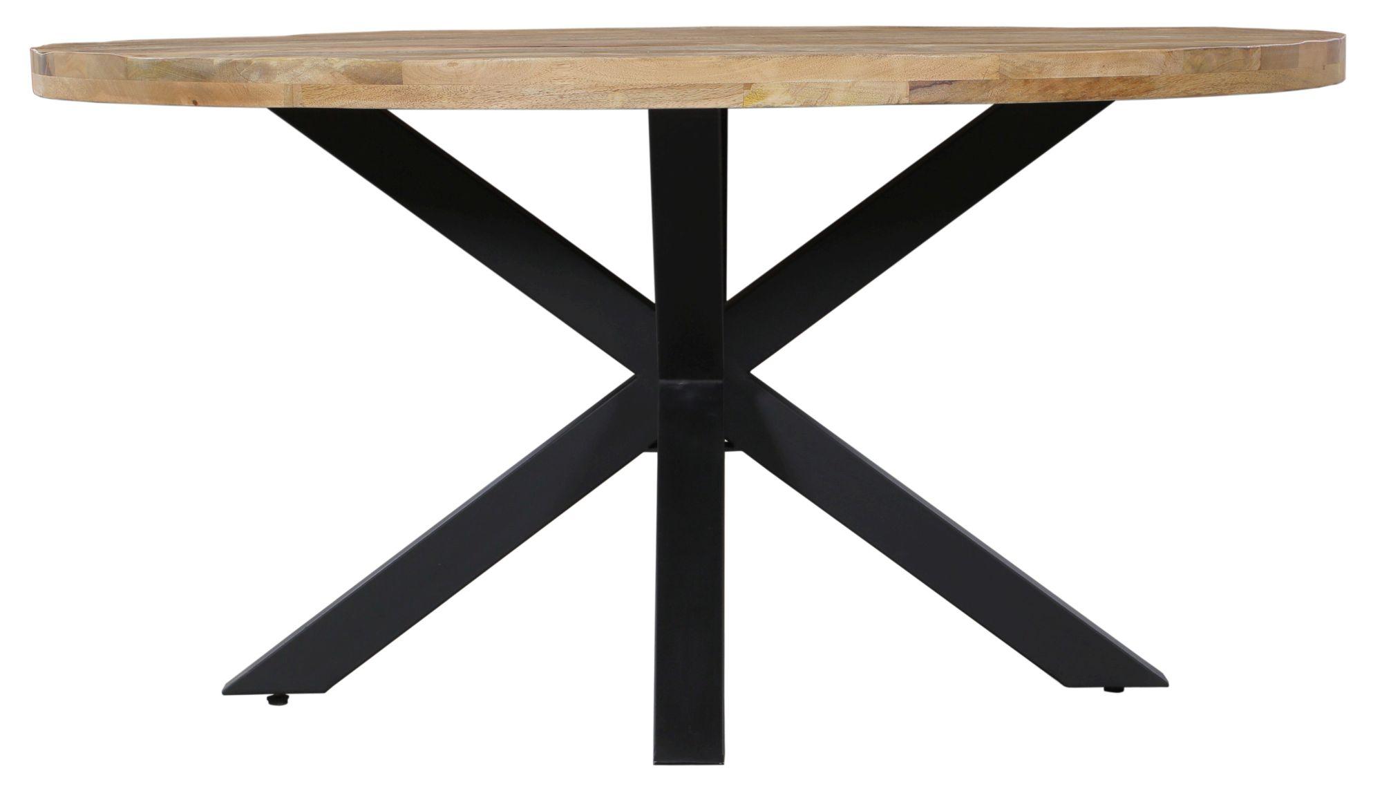 Product photograph of Fargo 6 Seater Industrial Round Dining Table - Rustic Mango Wood With Black Spider Legs from Choice Furniture Superstore.