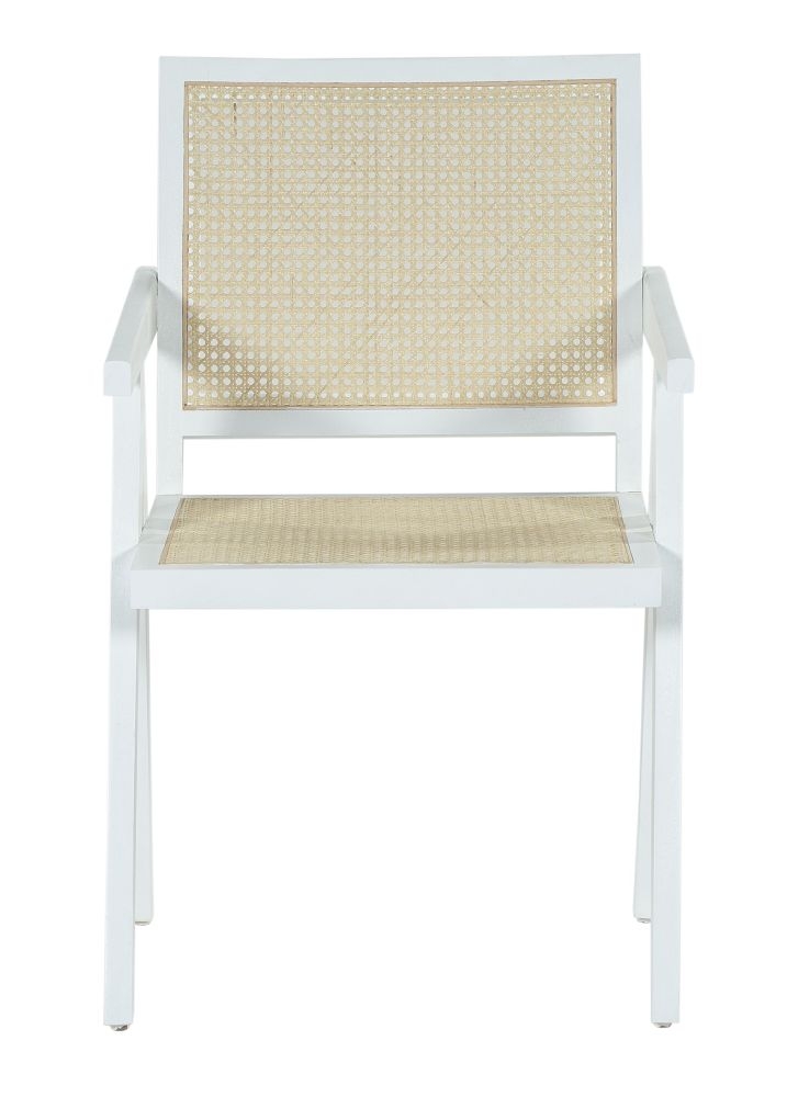 Product photograph of Clearance - Jeanne Rattan Armchair White Wooden Frame With Natural Cane Back from Choice Furniture Superstore.
