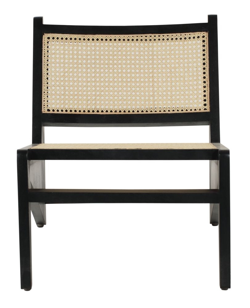 Product photograph of Clearance - Kangaroo Rattan Armless Chair Black Wooden Frame With Natural Cane Back from Choice Furniture Superstore.