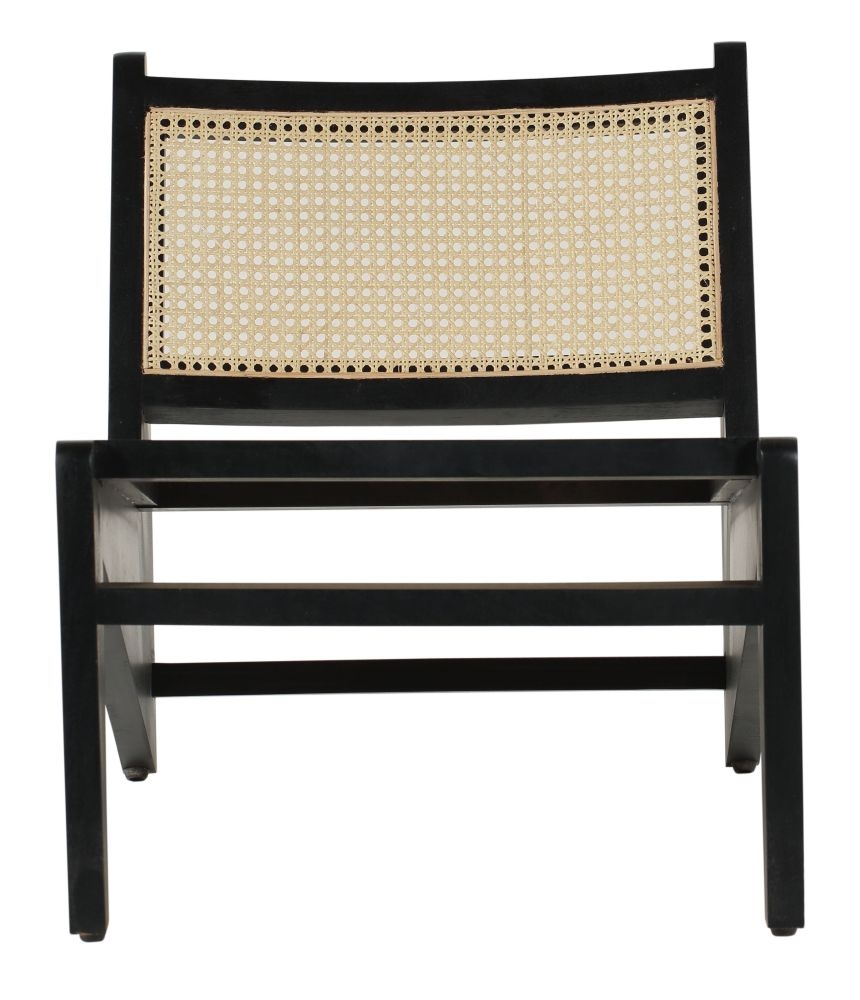 Product photograph of Clearance - Kangaroo Rattan Armless Chair Black Wooden Frame With Natural Cane Back from Choice Furniture Superstore.