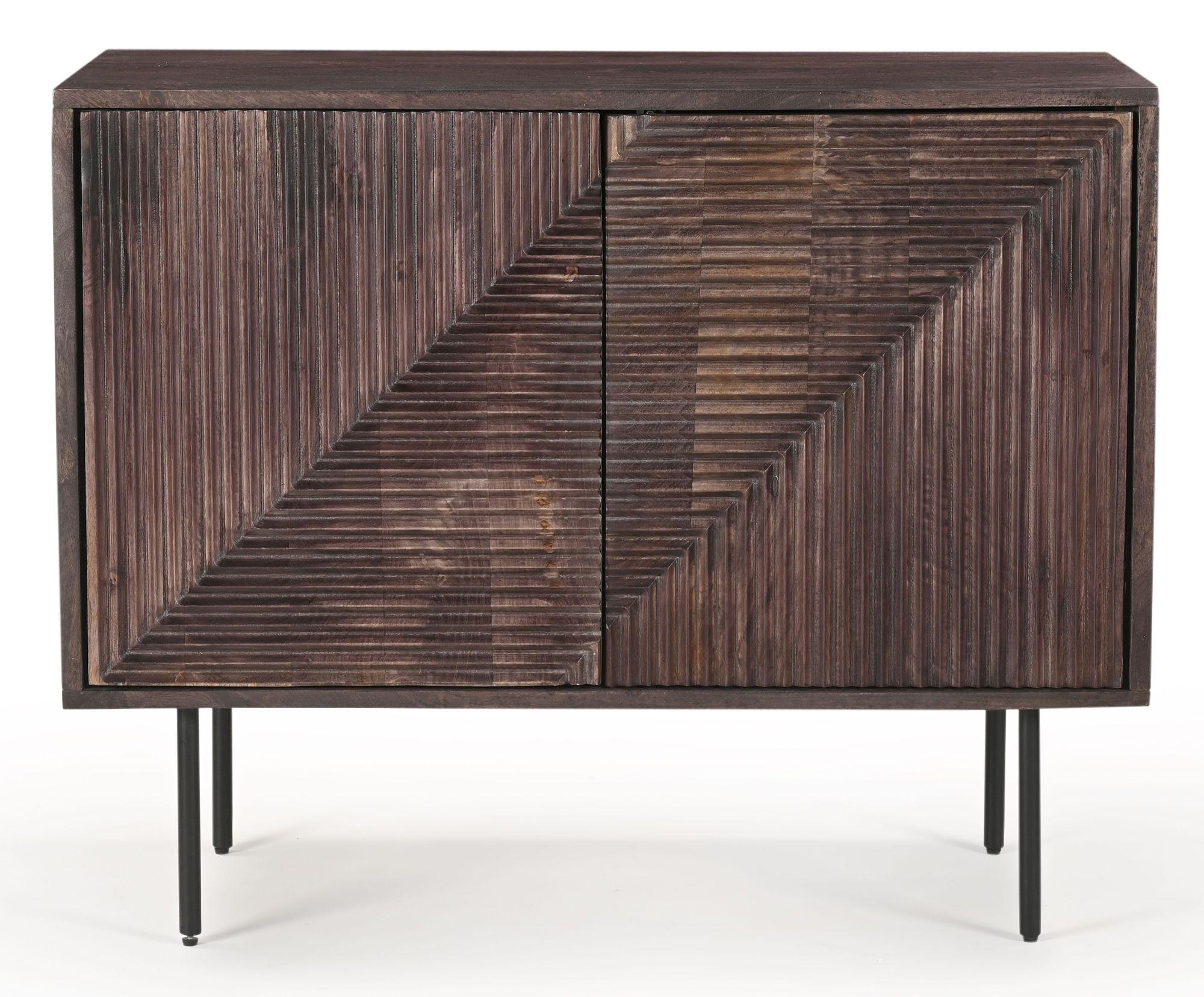 Product photograph of Clearance - Highgrove Fluted 2 Door Sideboard In Walnut Finished Mango Wood from Choice Furniture Superstore.