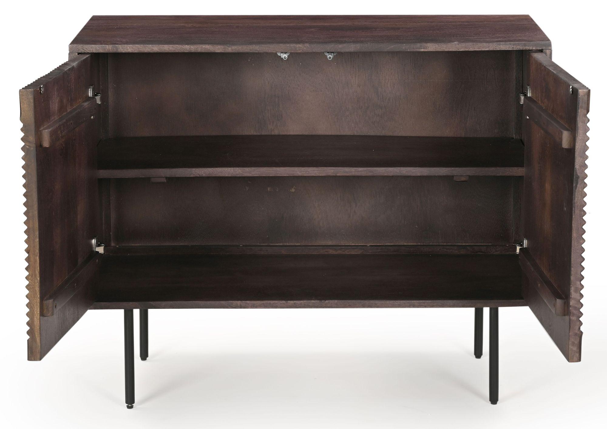 Product photograph of Clearance - Highgrove Fluted 2 Door Sideboard In Walnut Finished Mango Wood from Choice Furniture Superstore.