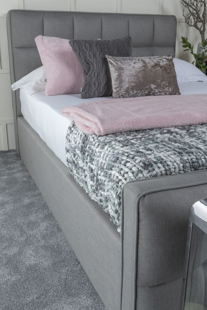 Product photograph of Cube Grey Velvet Fabric 4ft 6in Double Ottoman Storage Bed from Choice Furniture Superstore.