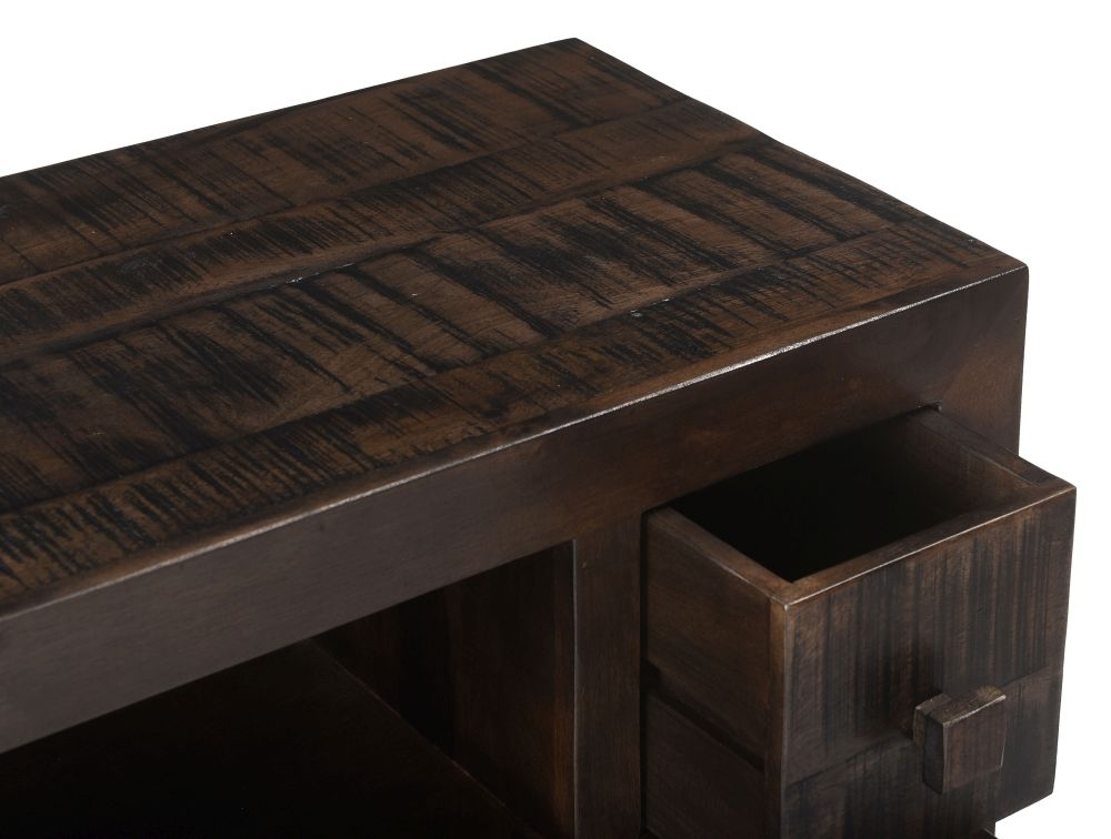 Product photograph of Clearance - Dakota Mango Wood Tv Unit Indian Dark Walnut Rustic Finish Large Cabinet 120cm Stand Upto 43in Plasma Tv - Brand New Item from Choice Furniture Superstore.