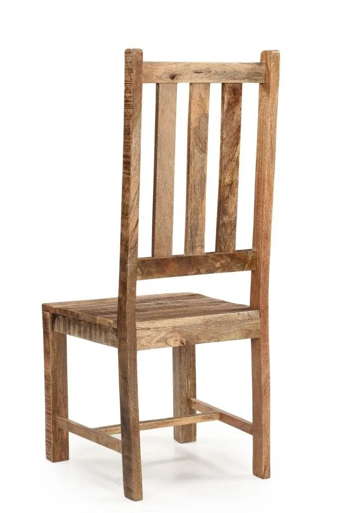 Product photograph of Dakota Mango Wood Dining Chair Slatted Back Indian Light Natural Rustic Finish from Choice Furniture Superstore.