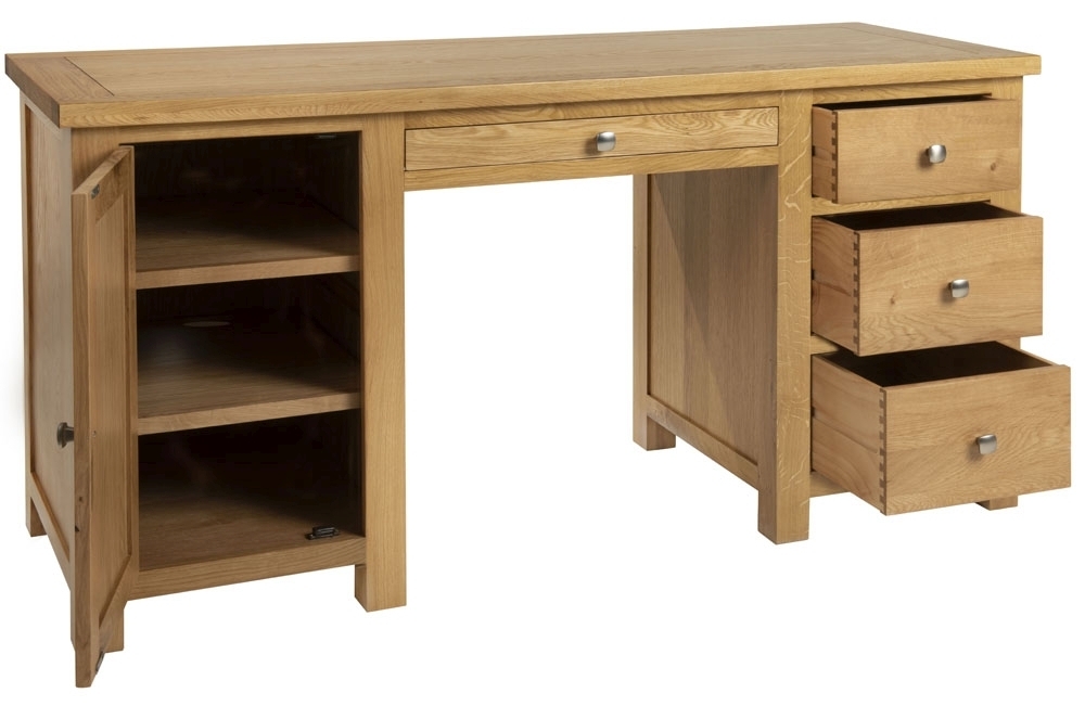 Product photograph of Appleby Oak Double Pedestal Desk With 1 Door And 4 Drawers from Choice Furniture Superstore.