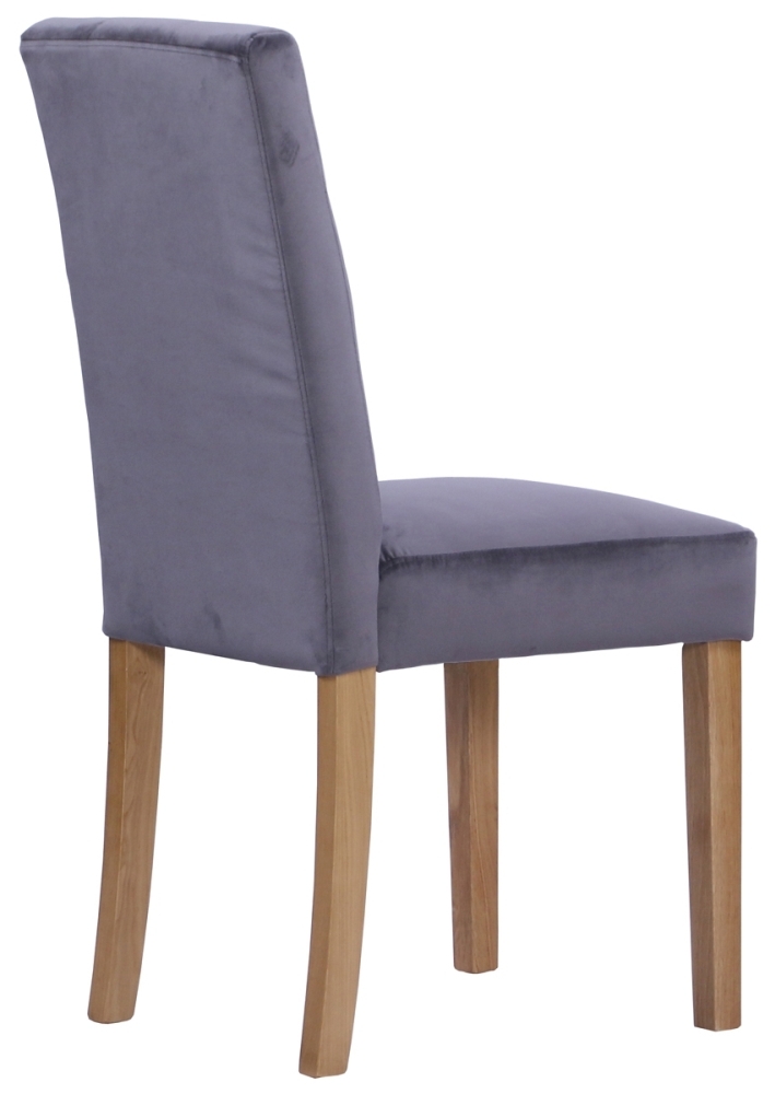 Appleby Oak Ashbury Velvet Fabric Upholstered Dining Chair (Sold in Pairs)