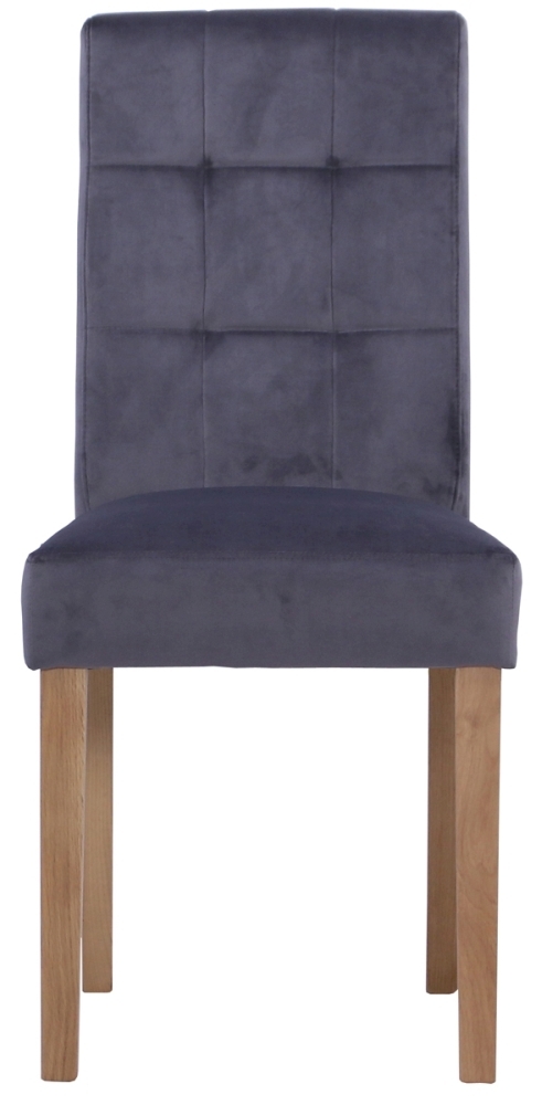 Product photograph of Appleby Oak Ashbury Velvet Fabric Upholstered Dining Chair Sold In Pairs from Choice Furniture Superstore.