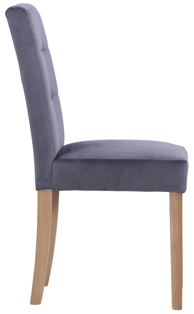 Product photograph of Appleby Oak Ashbury Velvet Fabric Upholstered Dining Chair Sold In Pairs from Choice Furniture Superstore.
