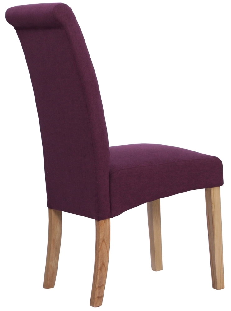 Product photograph of Set Of 2 Dorset Oak Maroon Wesbury Rollback Fabric Dining Chair from Choice Furniture Superstore.