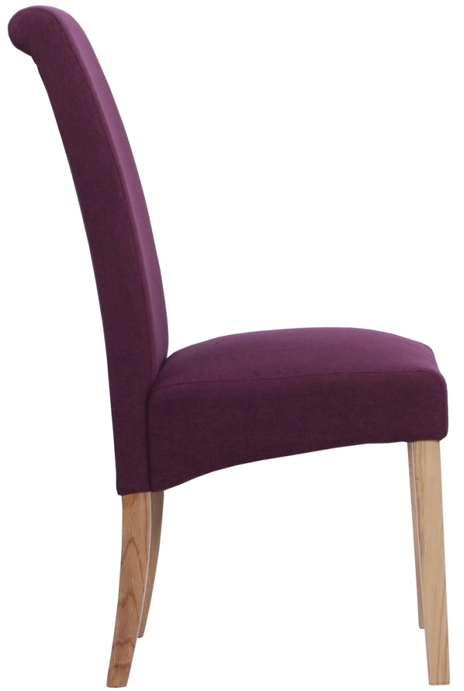 Product photograph of Set Of 2 Dorset Oak Maroon Wesbury Rollback Fabric Dining Chair from Choice Furniture Superstore.