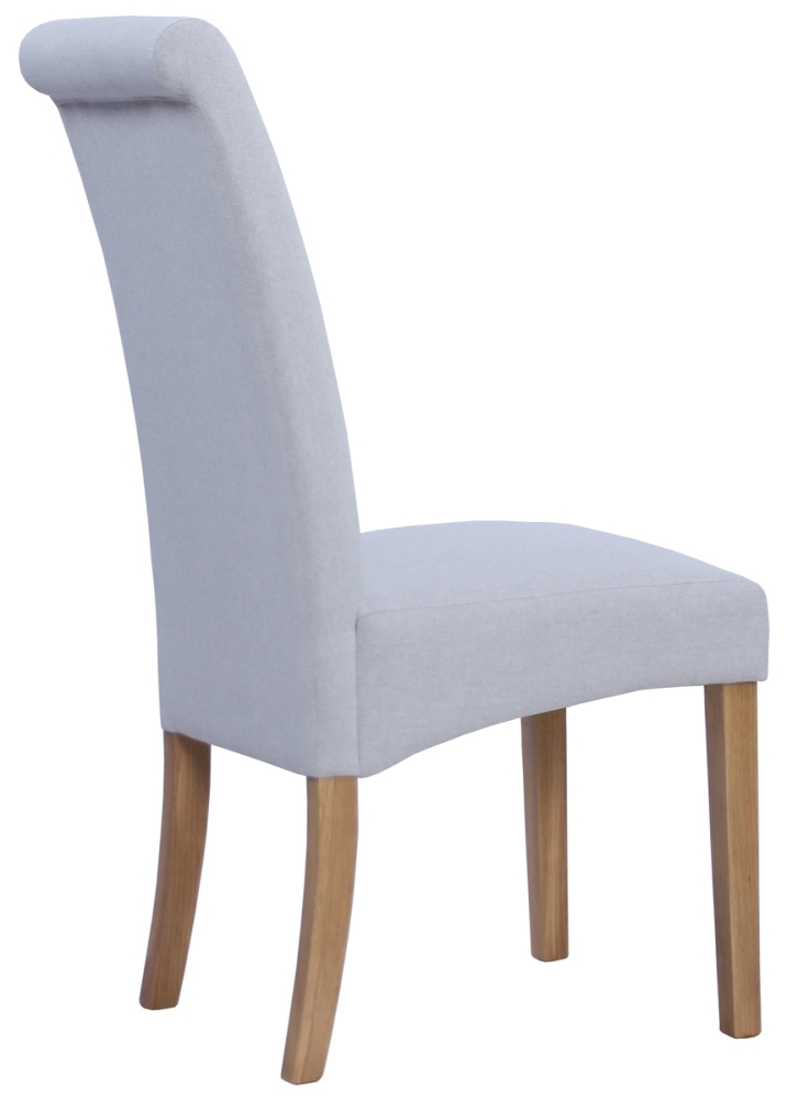 Product photograph of Set Of 2 Dorset Oak Light Grey Wesbury Rollback Fabric Dining Chair from Choice Furniture Superstore.