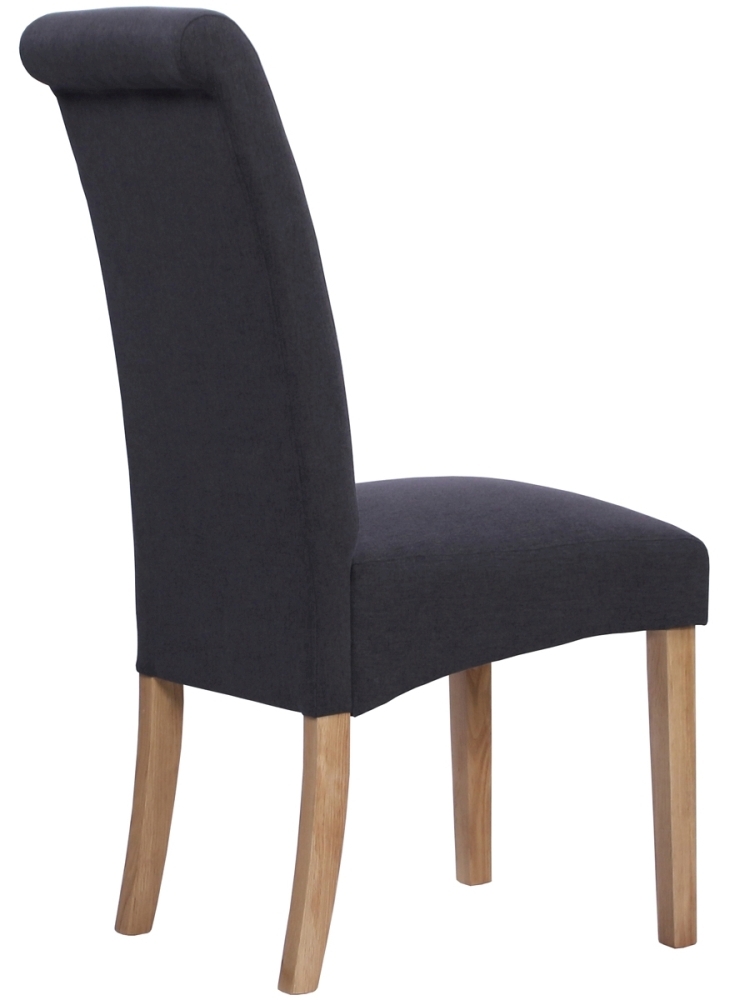 Product photograph of Set Of 2 Dorset Oak Dark Grey Wesbury Rollback Fabric Dining Chair from Choice Furniture Superstore.