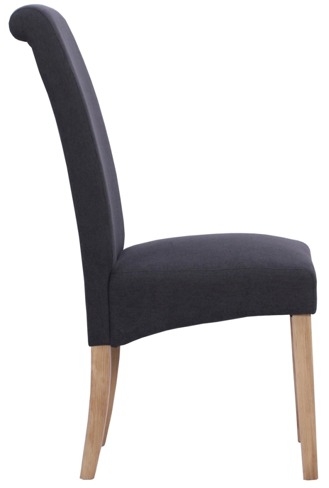 Product photograph of Set Of 2 Dorset Oak Dark Grey Wesbury Rollback Fabric Dining Chair from Choice Furniture Superstore.