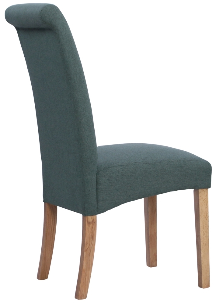 Product photograph of Set Of 2 Dorset Oak Green Wesbury Rollback Fabric Dining Chair from Choice Furniture Superstore.