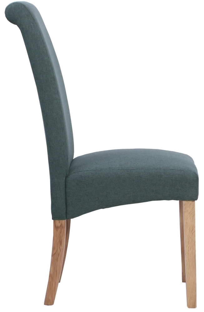 Product photograph of Set Of 2 Dorset Oak Green Wesbury Rollback Fabric Dining Chair from Choice Furniture Superstore.