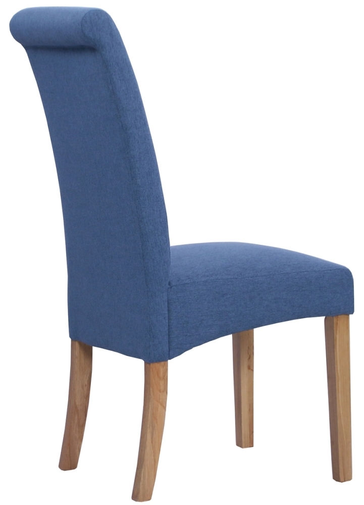 Product photograph of Set Of 2 Dorset Oak Blue Wesbury Rollback Fabric Dining Chair from Choice Furniture Superstore.