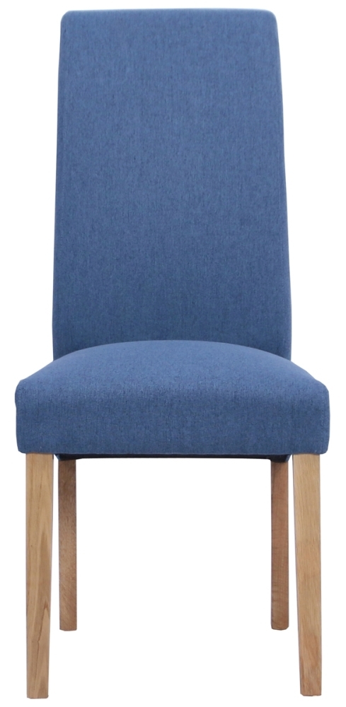 Product photograph of Set Of 2 Dorset Oak Blue Wesbury Rollback Fabric Dining Chair from Choice Furniture Superstore.