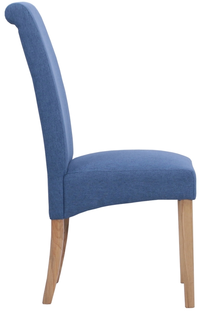 Product photograph of Set Of 2 Dorset Oak Blue Wesbury Rollback Fabric Dining Chair from Choice Furniture Superstore.