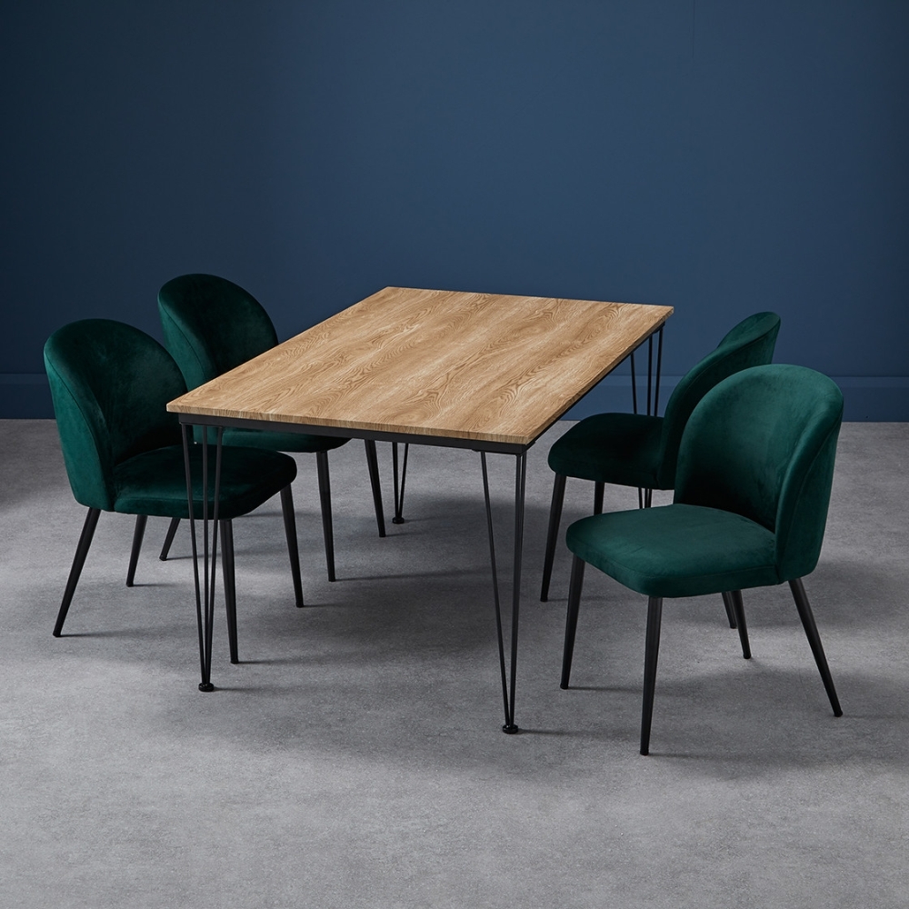 Product photograph of Zara Green Velvet Fabric Dining Chair With Black Legs Sold In Pairs from Choice Furniture Superstore.