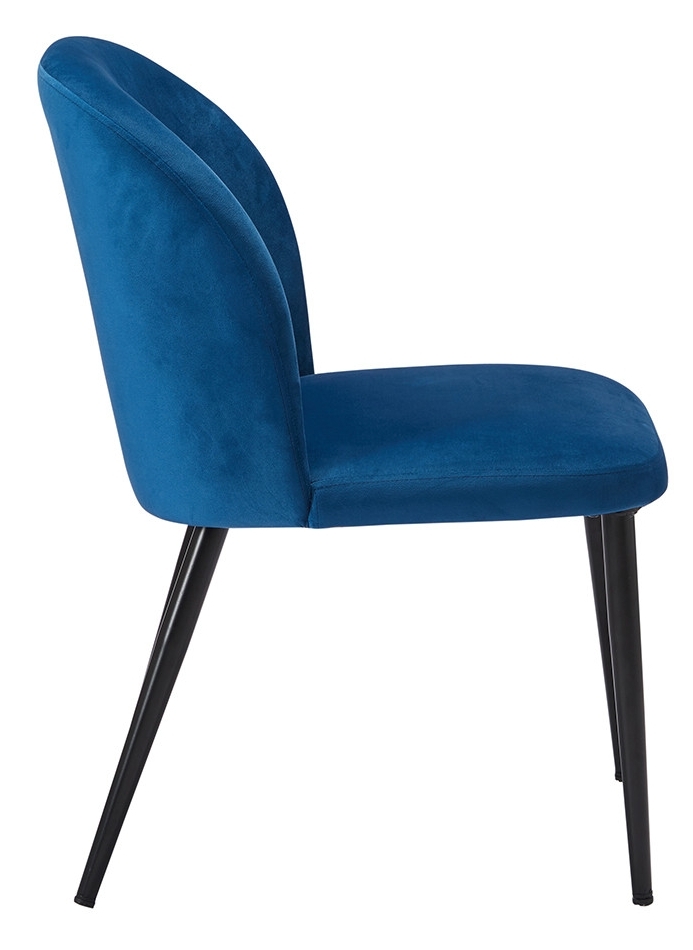 Product photograph of Zara Blue Velvet Fabric Dining Chair With Black Legs Sold In Pairs from Choice Furniture Superstore.