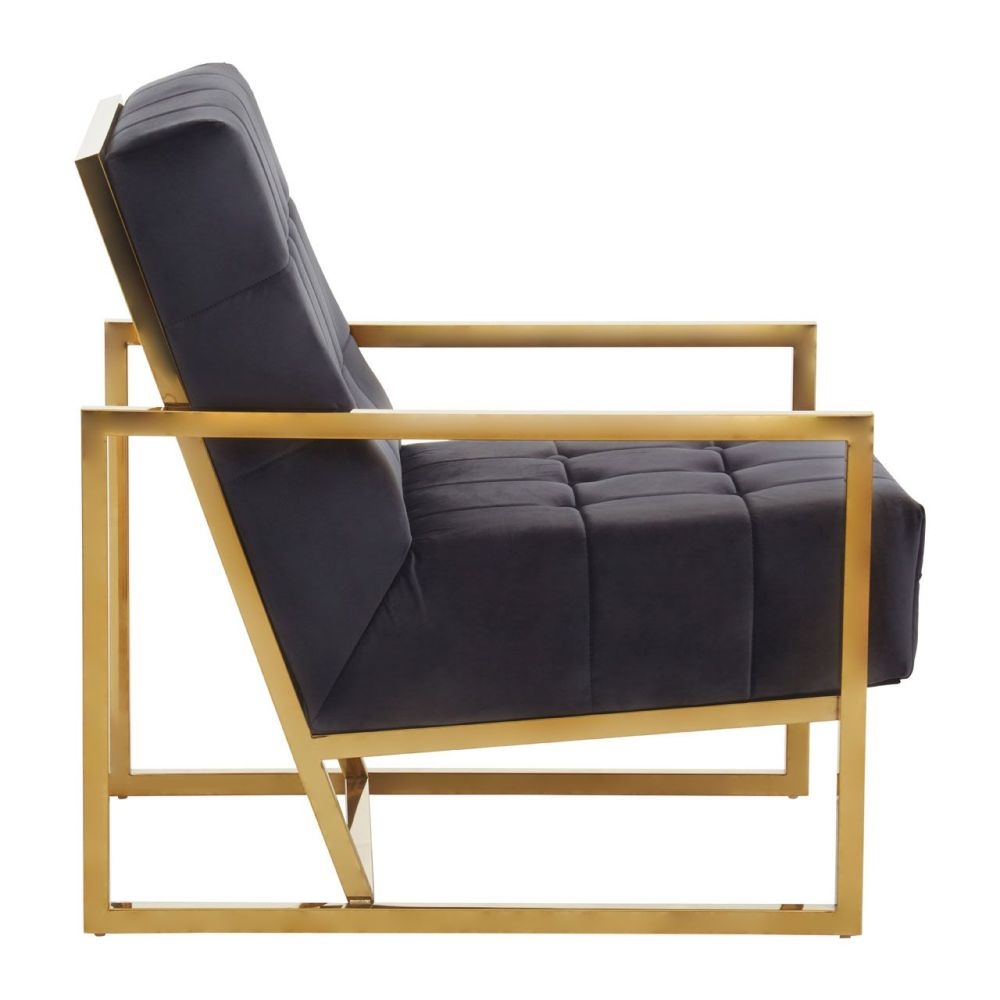 Product photograph of Kirtland Black Velvet Armchair With Gold Frame from Choice Furniture Superstore.