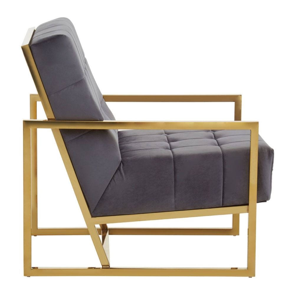 Product photograph of Kirtland Grey Velvet Armchair With Gold Frame from Choice Furniture Superstore.