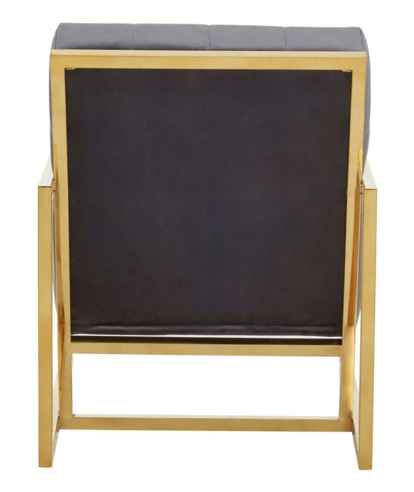 Product photograph of Kirtland Grey Velvet Armchair With Gold Frame from Choice Furniture Superstore.