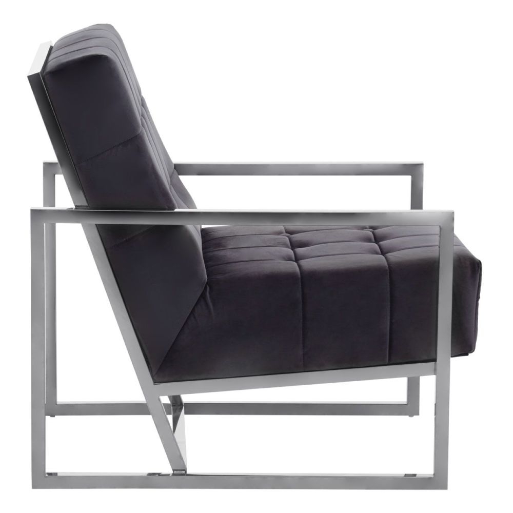 Product photograph of Kirtland Black Velvet Armchair With Chrome Frame from Choice Furniture Superstore.