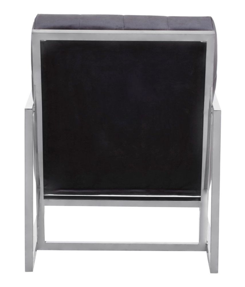 Product photograph of Kirtland Black Velvet Armchair With Chrome Frame from Choice Furniture Superstore.