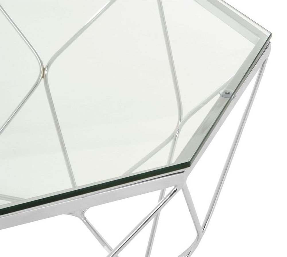 Product photograph of Kelley Glass Top And Chrome Octagonal Coffee Table from Choice Furniture Superstore.