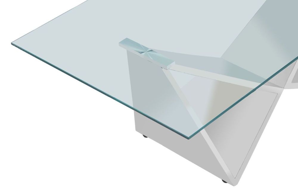 Product photograph of Kelley Glass Top And Chrome Wing Base Coffee Table from Choice Furniture Superstore.