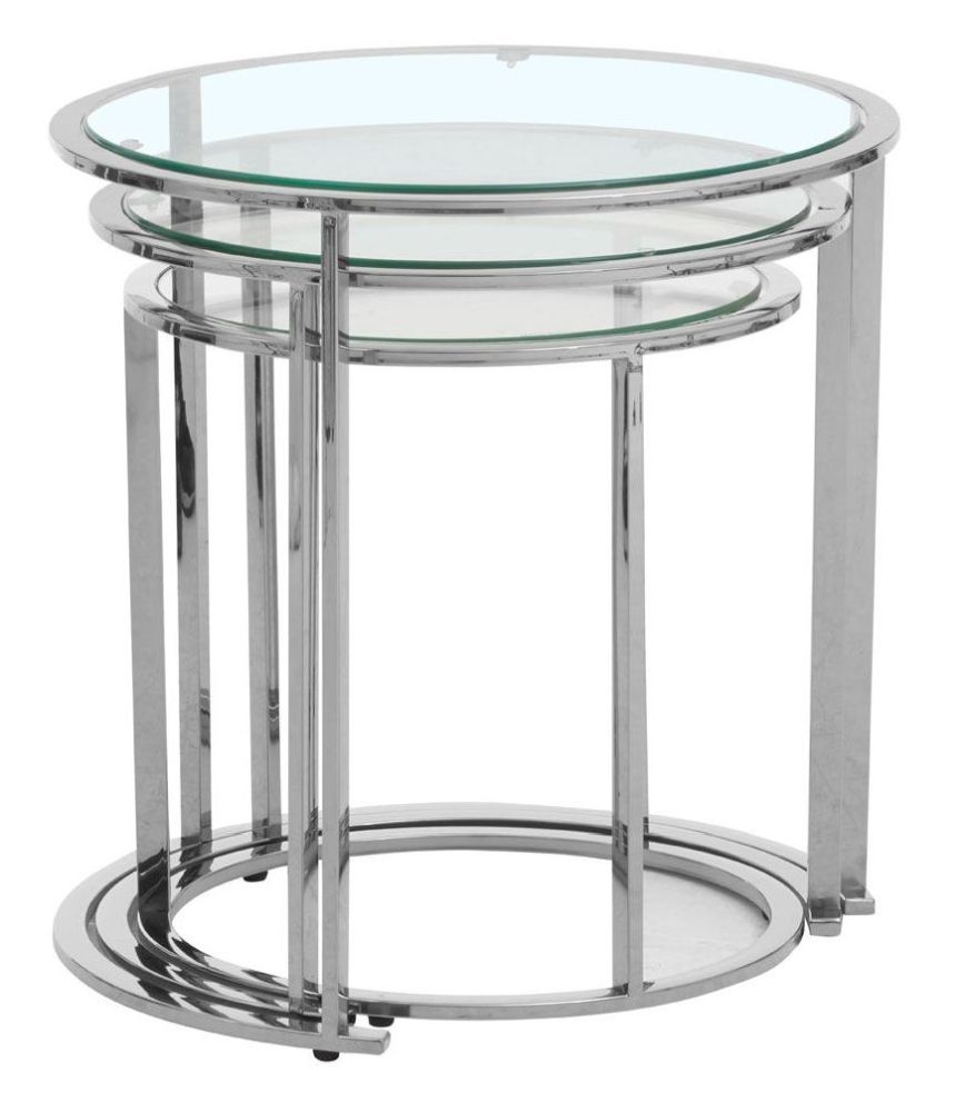 Product photograph of Kelley Glass Top And Silver Round Nest Of Table Set Of 3 from Choice Furniture Superstore.