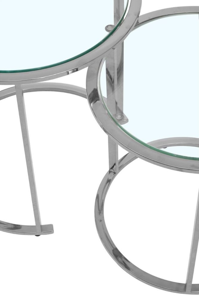 Product photograph of Kelley Glass Top And Silver Round Nest Of Table Set Of 3 from Choice Furniture Superstore.