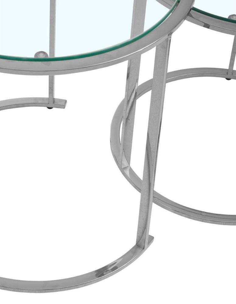 Product photograph of Kelley Glass Top And Silver Round Nest Of Table Set Of 3 from Choice Furniture Superstore.